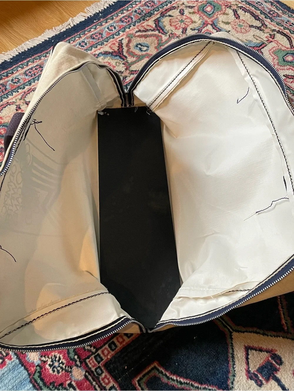 Lake Placid 1980 Canvas Travel Bag - Cream & Navy